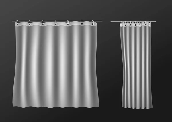 Vit duschdraperi mall eller mockup, realistiska vektor illustration isolerad. — Stock vektor