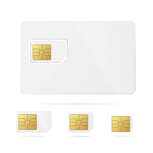 Ορισμός προτύπων ταυτότητας καρτών sim τηλεφώνου, ρεαλιστική διανυσματική απεικόνιση απομονωμένη. — Διανυσματικό Αρχείο
