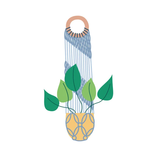 Macrame plant hangers hobby concept flat vector illustration isolated on white. — 图库矢量图片
