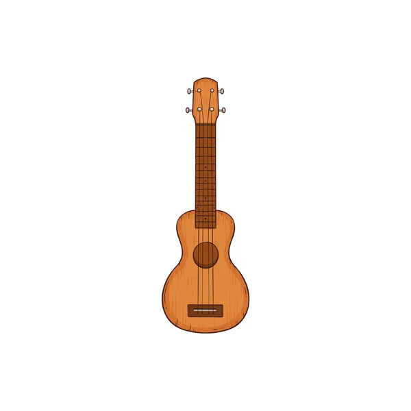 Cartoon wooden ukulele guitar isolated on white background — 图库矢量图片