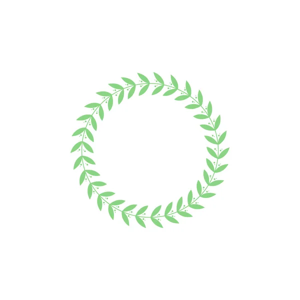 Corona griega redonda con una silueta circular verde, logotipo e icono . — Vector de stock