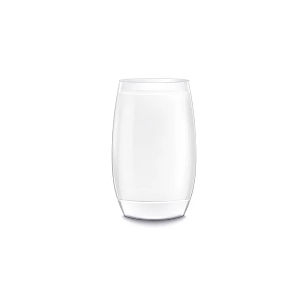 白い背景に孤立した牛乳の現実的なガラスカップ — ストックベクタ