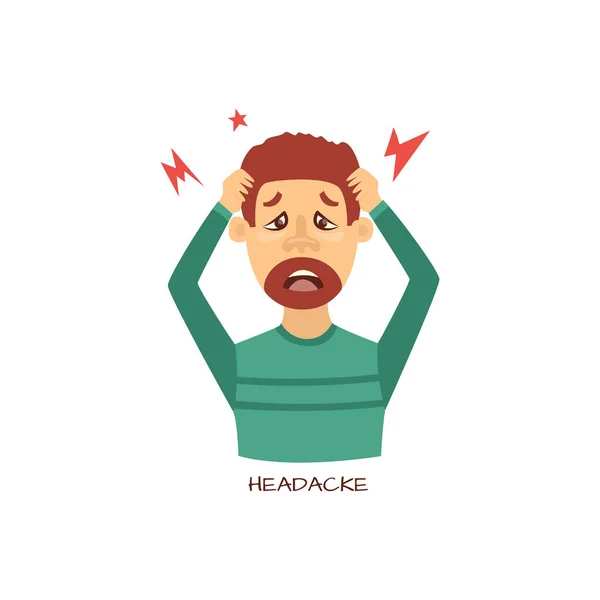 Vector hombre que sufre de dolor de cabeza — Vector de stock