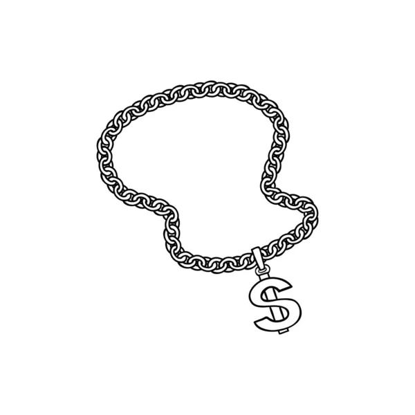 Chaîne de croquis vectoriels avec signe dollar — Image vectorielle