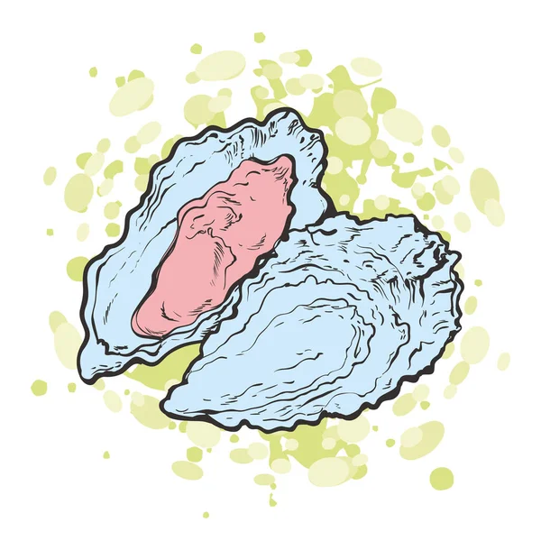 Vektorillustration der offenen Auster zum Essen im Skizzenstil. — Stockvektor