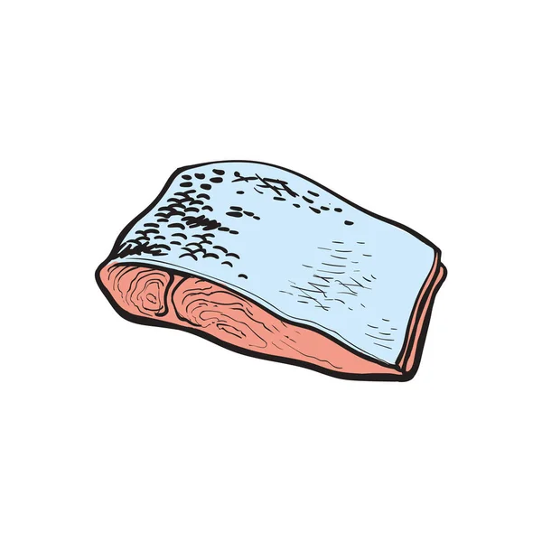 Vektorillustration von rotem Fischfilet im Skizzenstil. — Stockvektor