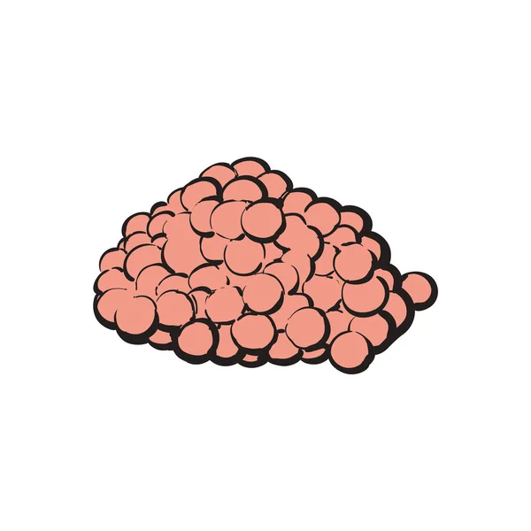 Vektorová ilustrace hromady červeného kaviáru ve stylu náčrtku. — Stockový vektor