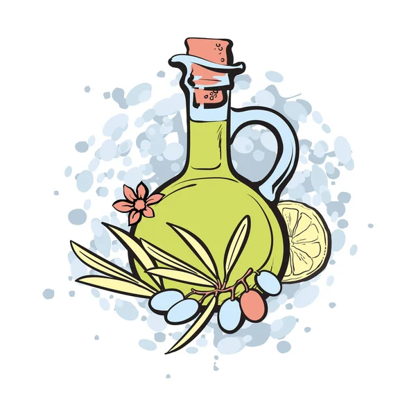 Векторний ескіз логотип оливкової олії ізольований — стоковий вектор