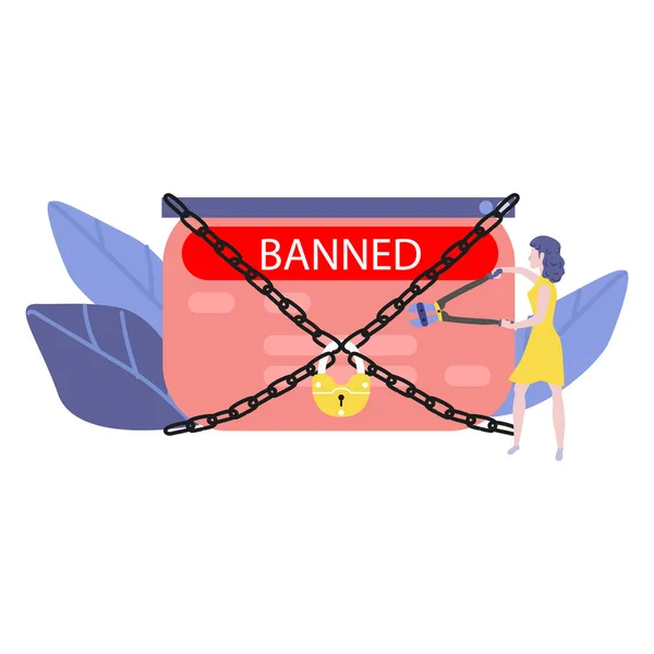 금지 된 웹 사이트와 접근 금지 개념. — 스톡 벡터