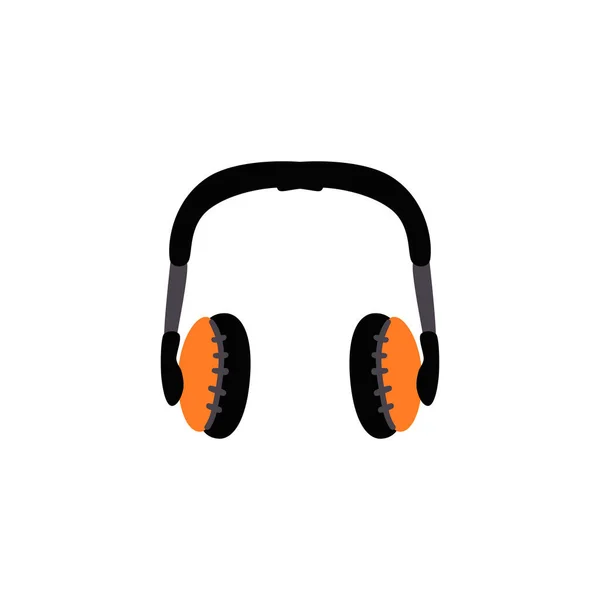 Ícone de fones de ouvido esboço plana — Vetor de Stock
