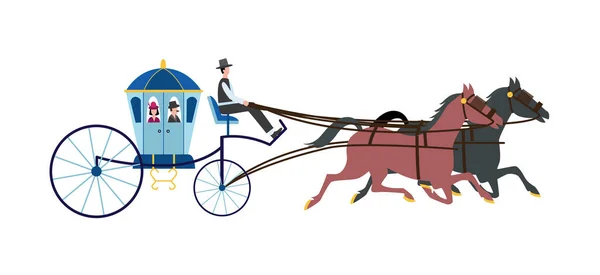 Carrozza vintage o carrozza da cavallo, brougham, illustrazione vettoriale piatta isolato. — Vettoriale Stock