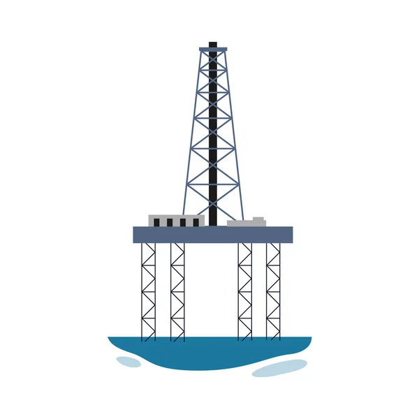 Ícone de torre de plataforma de perfuração de óleo, ilustração vetorial plana isolada em branco . —  Vetores de Stock
