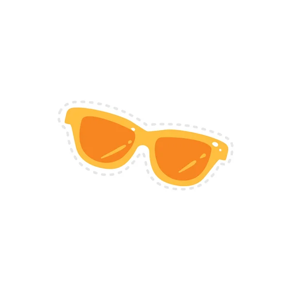 Klistermärke och skylt, gul solglasögon ikon och symbol. — Stock vektor