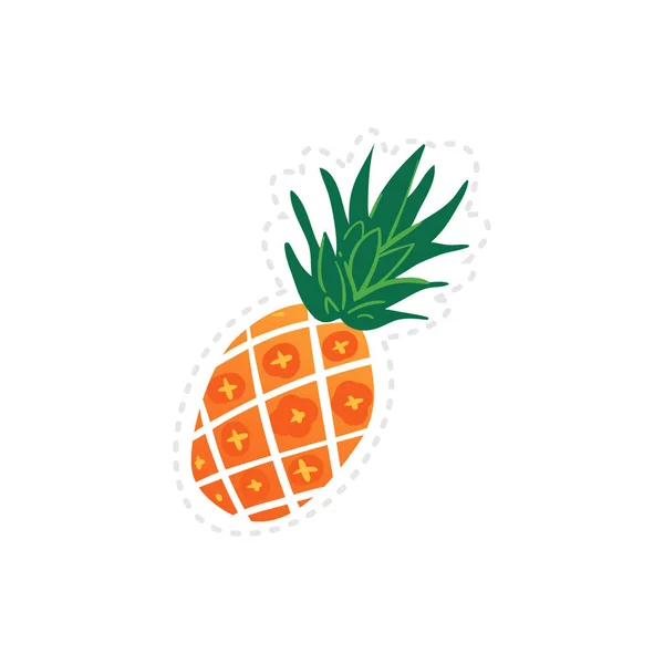 Ícone de abacaxi dos desenhos animados isolado no fundo branco - fruta tropical colorida — Vetor de Stock