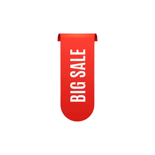 Red top banner with Big sale text template - realisztikus függőleges könyvjelző — Stock Vector