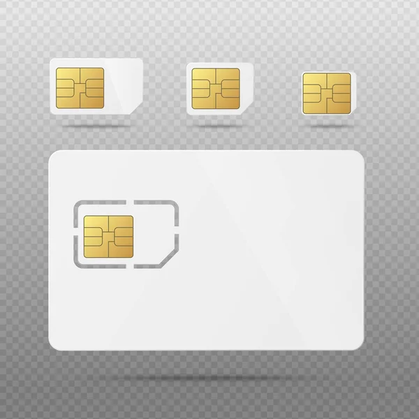 Modèle pour cartes SIM d'entreprise mobiles, illustration vectorielle réaliste isolée. — Image vectorielle