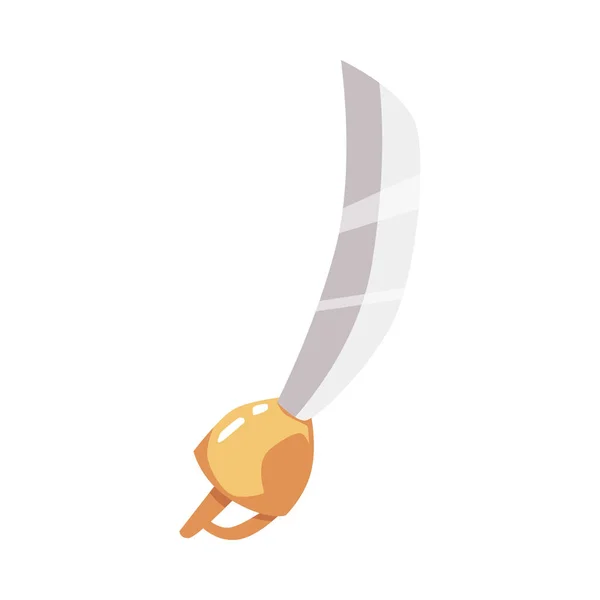 Icona cartone animato di arma pirata una spada d'acciaio, illustrazione vettoriale piatta isolato. — Vettoriale Stock