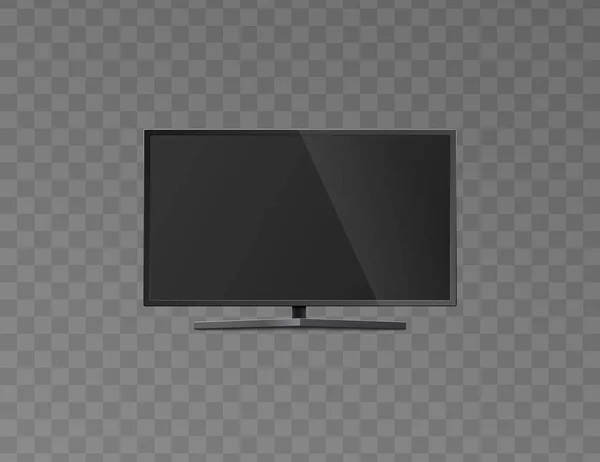 Lcd TV gerçekçi model vektör illüstrasyonunun düz siyah ekranı izole edildi. — Stok Vektör