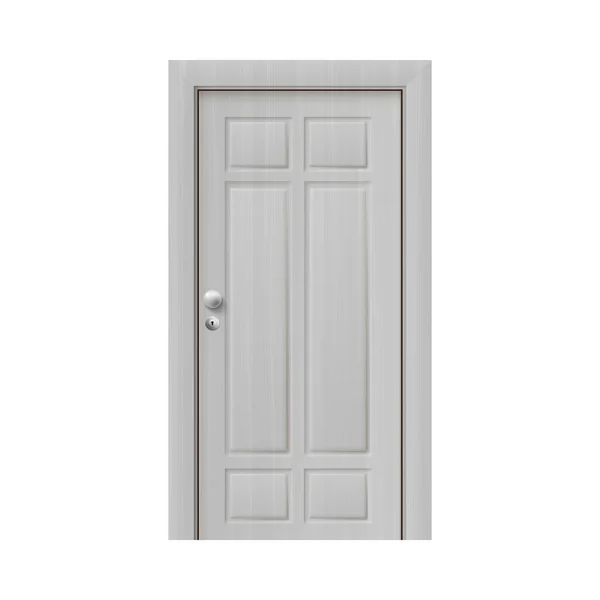 Interior white wooden closed door mockup realistic vector illustration isolated. — Stock Vector