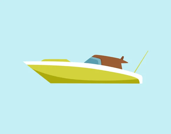 Luz motorizada barco marítimo ou símbolo de iate, ilustração vetorial plana isolada . — Vetor de Stock
