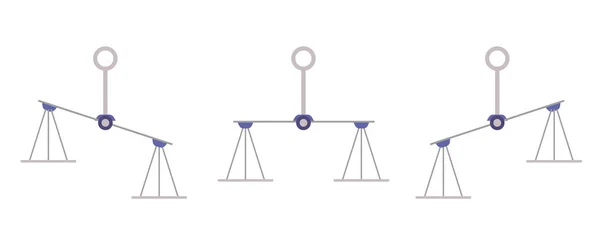 Wagi balansowe do pomiaru wagi ustawione w równowadze i przechylone na jedną stronę — Wektor stockowy