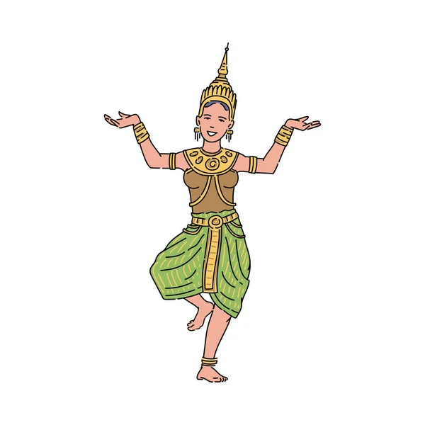 Thajská bohyně, krásná žena, symbol tradiční dovolené Loy Krathong. — Stockový vektor