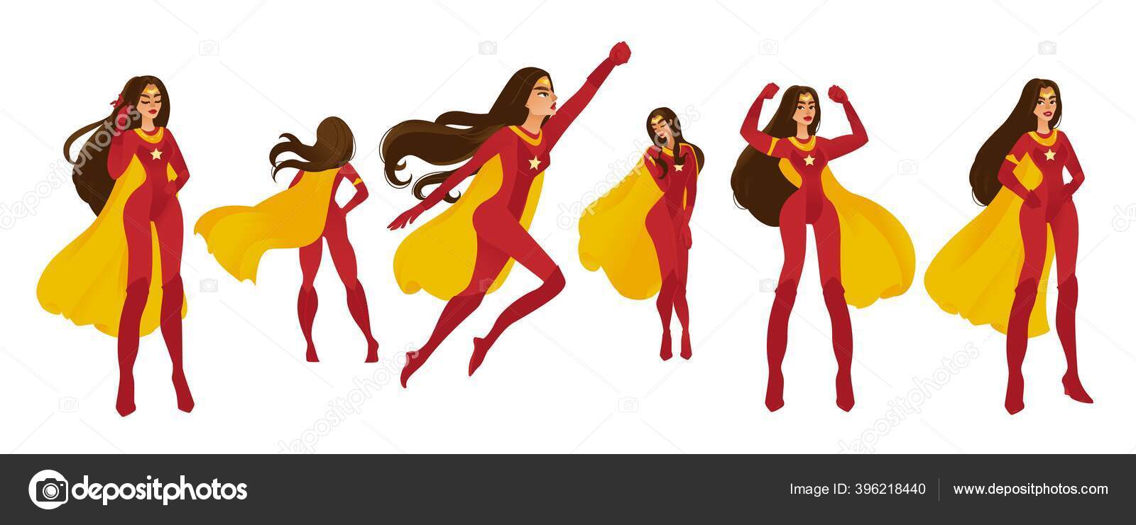 Superhero Female Stock Illustration - Download Image Now - Superhero, Cape  - Garment, Yellow - iStock