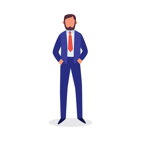 Hombre de negocios en traje personaje de dibujos animados masculino vector plano ilustración aislado. — Vector de stock