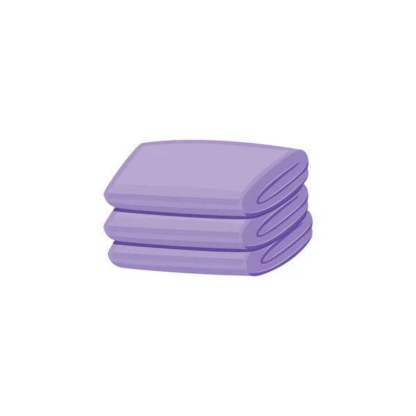 Limpia pila de toallas púrpura claro aislado sobre fondo blanco — Vector de stock