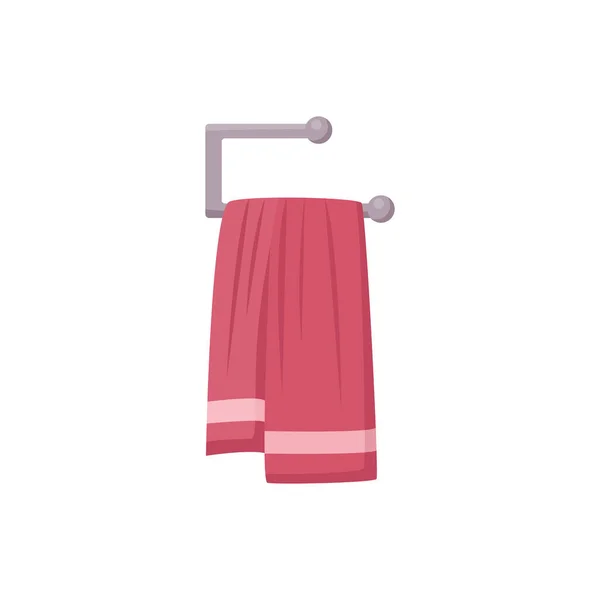 Baño colgante suave toalla rosa icono de dibujos animados, vector plano ilustración aislado. — Vector de stock