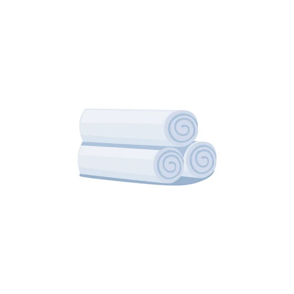 Pila rodada mullido suave blanco toallas laminadas, vector plano ilustración aislado. — Vector de stock