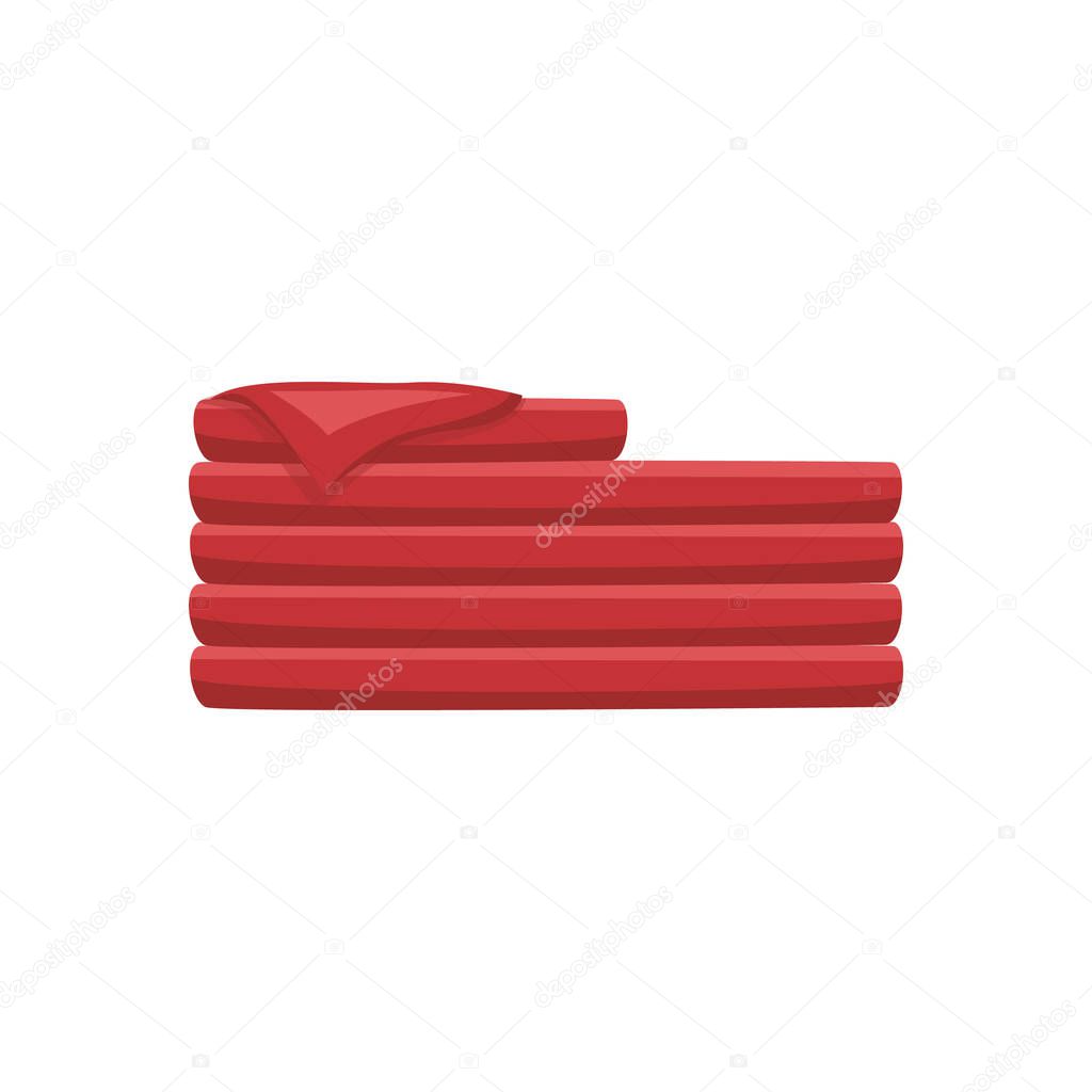 Pile of folded red bath towels icon or symbol flat vector illustration isolated.