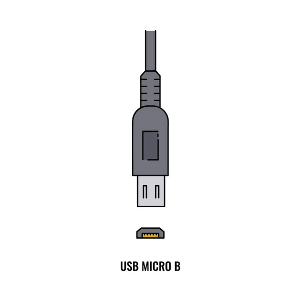 Icona di USB micro B computer porta cartone animato vettoriale illustrazione isolata su bianco. — Vettoriale Stock