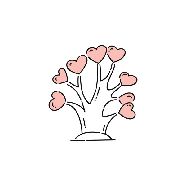 Drzewo z sercami logo fundacji charytatywnej wektor ilustracji odizolowany. — Wektor stockowy