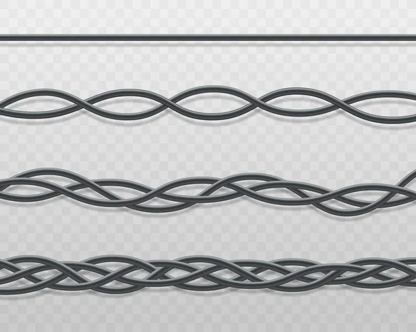 Elektrisches Kabel oder Kabel verdreht Rand 3d realistische Vektor-Illustration isoliert. — Stockvektor
