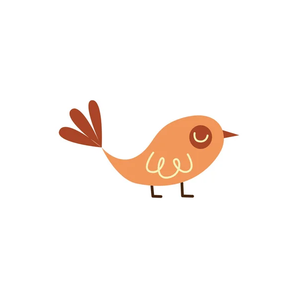 Uccello carino in stile piatto infantile illustrazione vettoriale isolato su sfondo bianco. — Vettoriale Stock