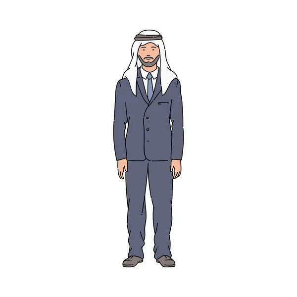 Arabisch-muslimische Geschäftsfrau mit traditionellem Islam-Kopftuch im Business-Anzug — Stockvektor