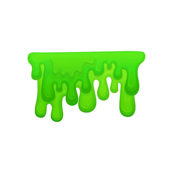 Green paint or slime drips and flowing the cartoon vector illustration isolated. — Stock Vector