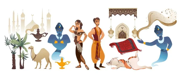 Aladdin cuento vector ilustración de dibujos animados — Vector de stock