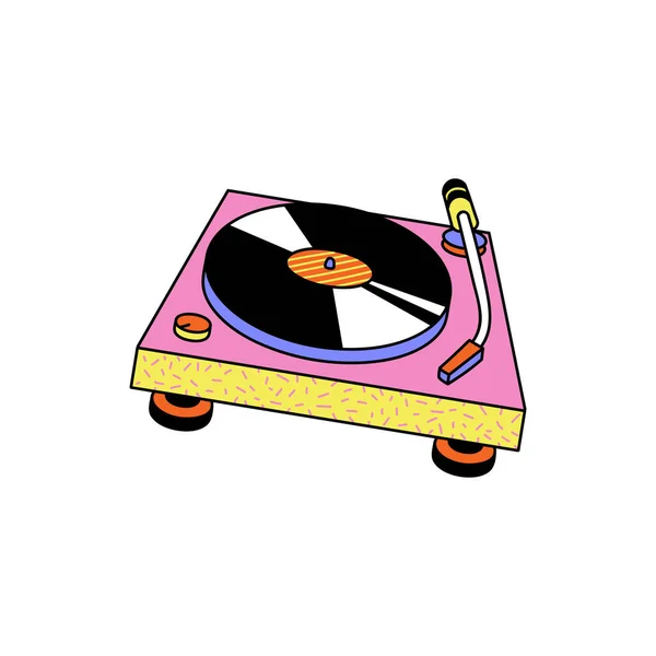 Giradiscos o vinilo icono grabadora o símbolo ilustración vector de dibujos animados aislados. — Vector de stock