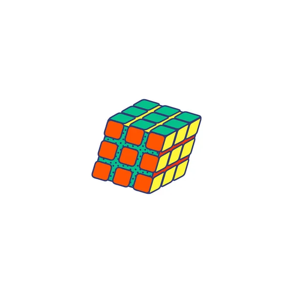 Cube puzzle coloré carré boîte dessin animé icône croquis vectoriel illustration isolé. — Image vectorielle