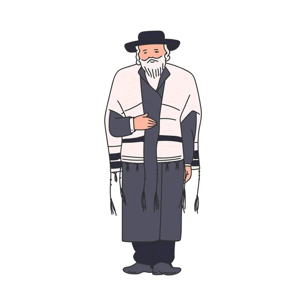 Elderly jewish religious orthodox man sketch vector illustration isolated. — Stock Vector