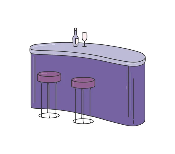 Comptoir de bar avec des chaises icône dessin dessin dessin animé style vectoriel illustration isolé. — Image vectorielle