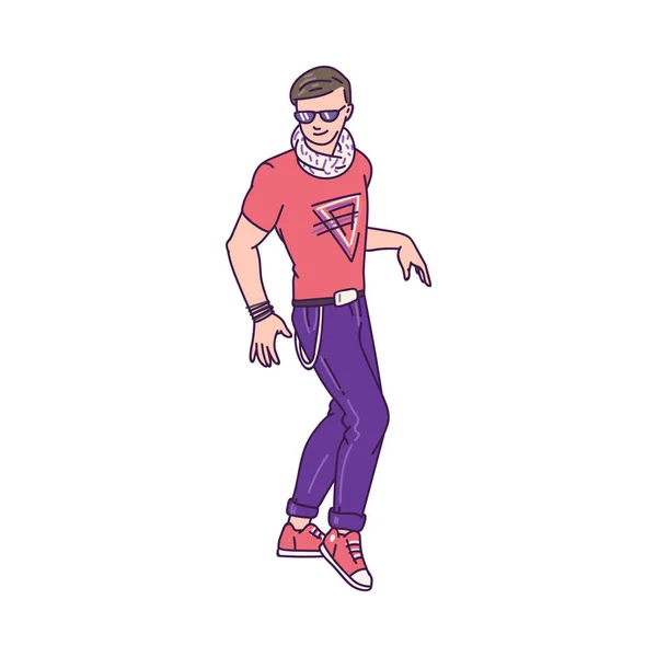 Personagem jovem na moda dança esboço vetor ilustração isolado. —  Vetores de Stock