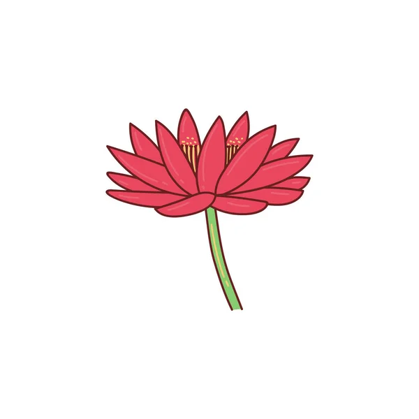 Rosa lotus blomma blomma ikon skiss tecknad vektor illustration isolerad. — Stock vektor