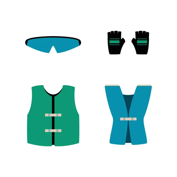 Attrezzatura laser tag - guanti, giubbotti e occhiali, illustrazione vettoriale isolata. — Vettoriale Stock