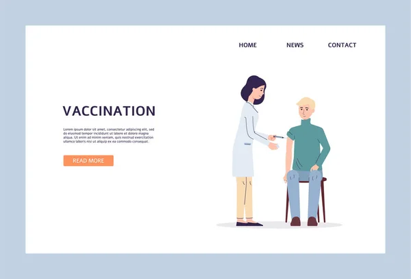 Vaccination and virus prevention web banner template flat vector illustration. — Stock Vector