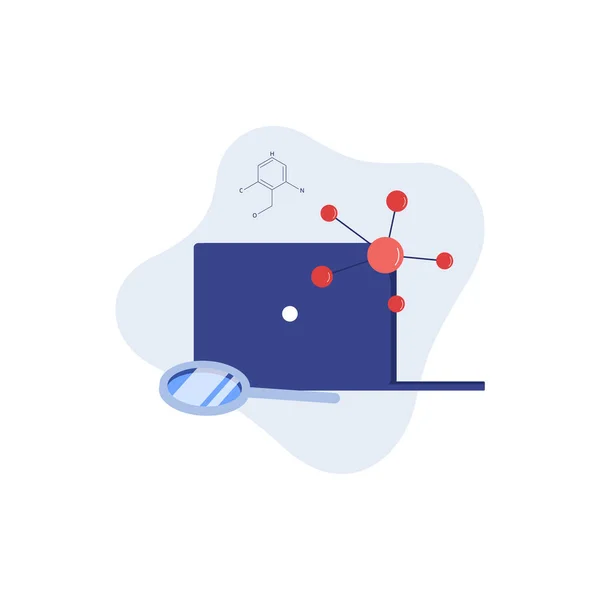 分子ベクトル図付き化学トレーニングコースのロゴ. — ストックベクタ
