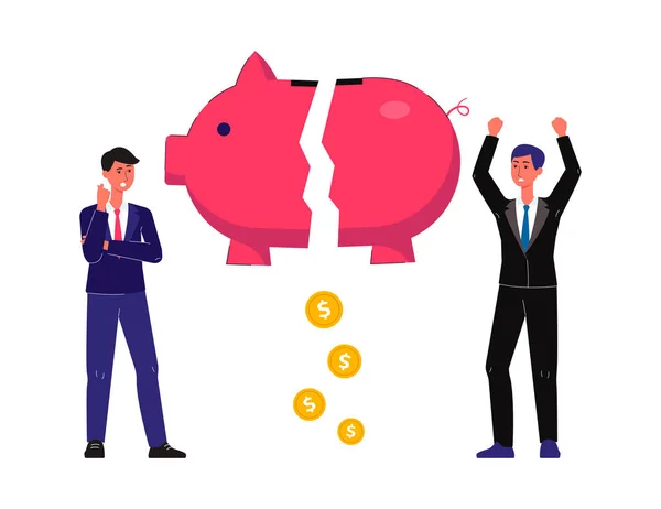 Metaphor of economic crisis with businessmen flat vector illustration isolated. — Stock Vector