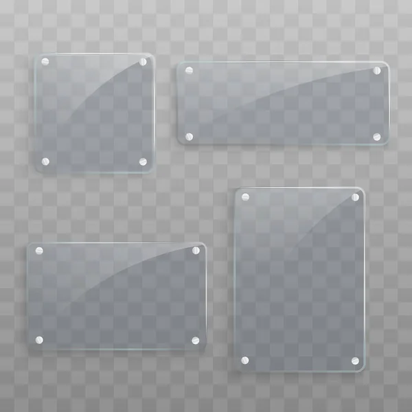Set de placas transparentes de vidrio realistas para banner. — Vector de stock